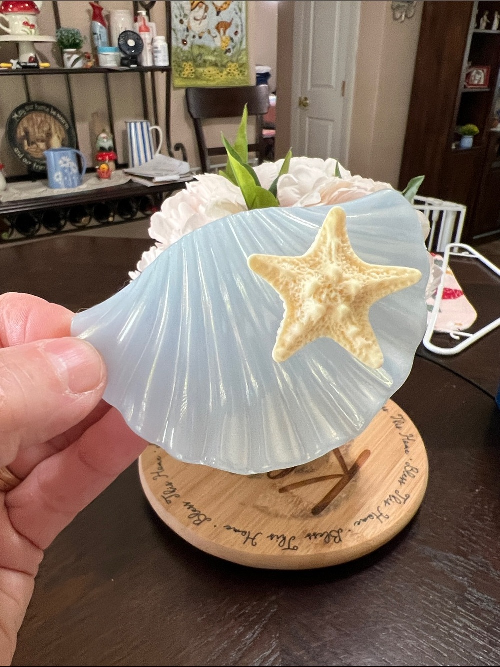 New blue Seashell Hair clip with Starfish Accent - Pale Blue